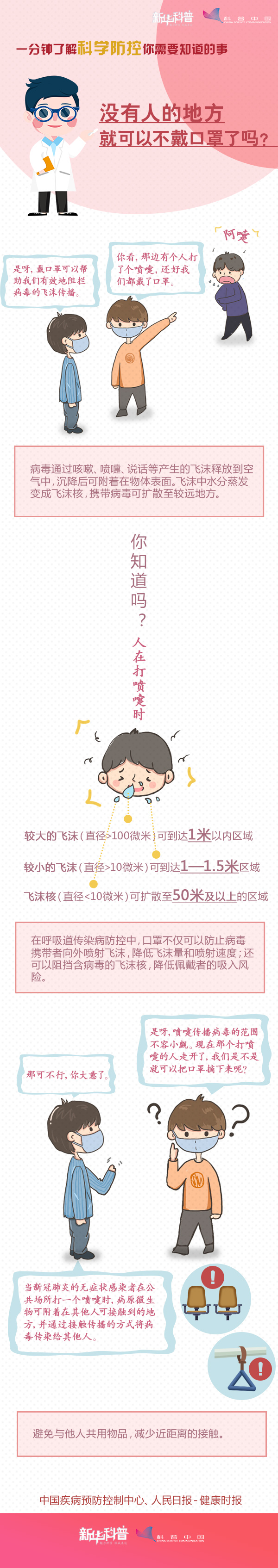 一分鐘了解科學(xué)防控你需要知道的事：沒(méi)有人的地方就可以不戴口罩了嗎？