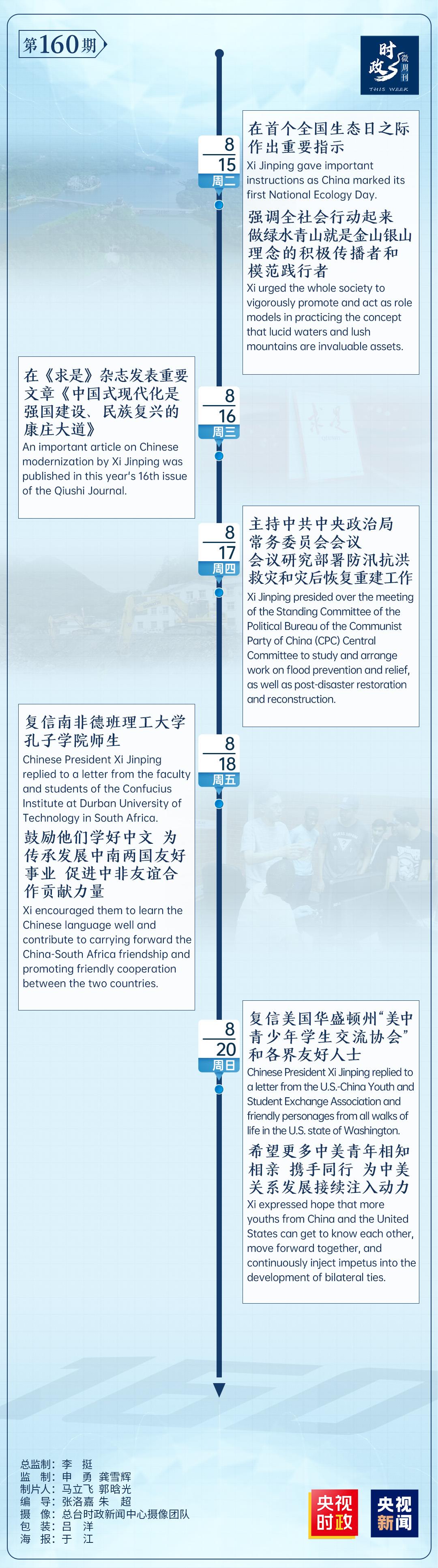 時(shí)政微周刊丨總書記的一周（8月14日—8月20日）