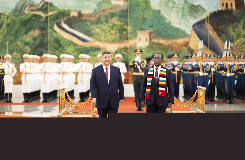 習(xí)近平同津巴布韋總統(tǒng)姆南加古瓦會談