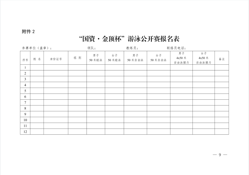 關(guān)于舉辦駐馬店市“國(guó)資·金頂杯”游泳公開賽的通知