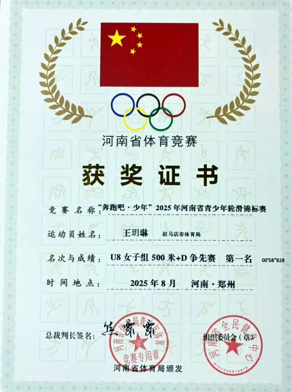 熱烈祝賀駐馬店第二實驗小學(xué)王玥琳同學(xué)在河南省青少年輪滑錦標(biāo)賽中斬獲佳績！