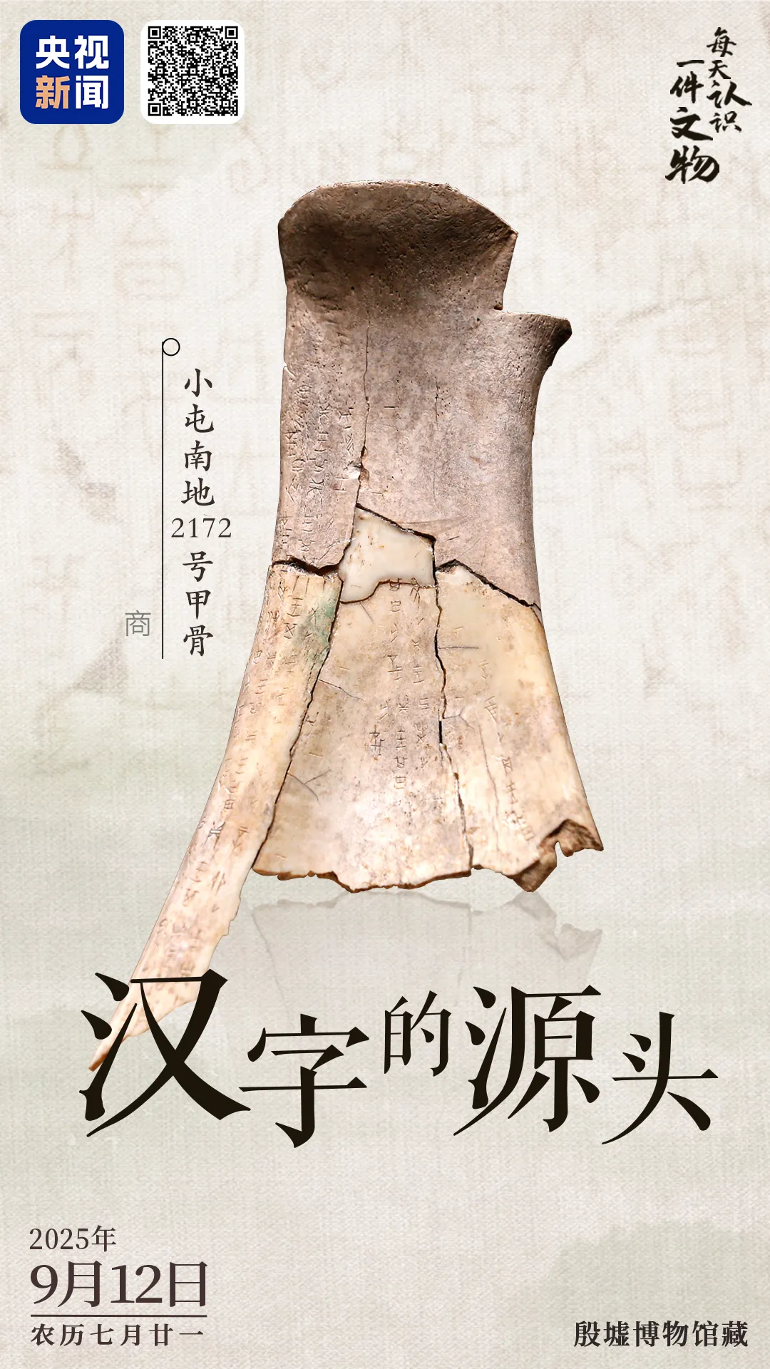 文博日歷丨透過這片“明星甲骨”，一起尋找漢字的源頭！