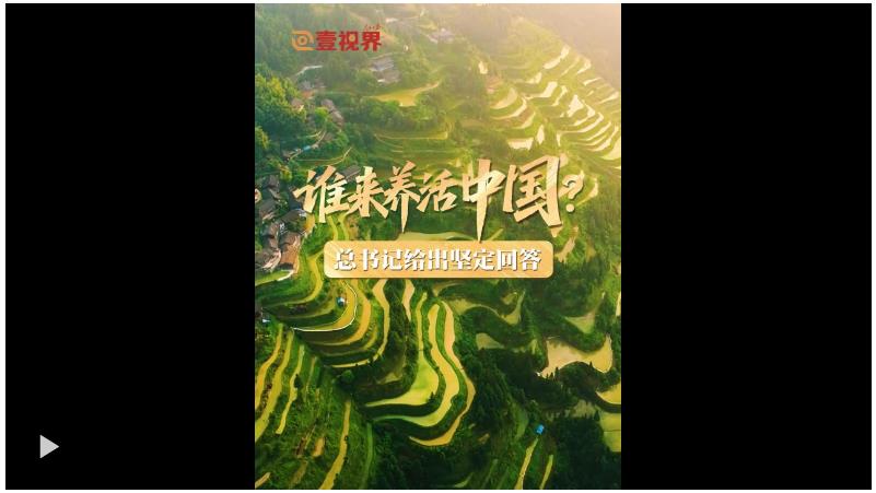 壹視界·微視頻｜誰(shuí)來(lái)養(yǎng)活中國(guó)？總書(shū)記給出堅(jiān)定回答