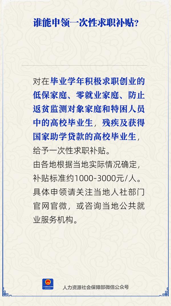誰能申領(lǐng)一次性求職補(bǔ)貼？人社部解答