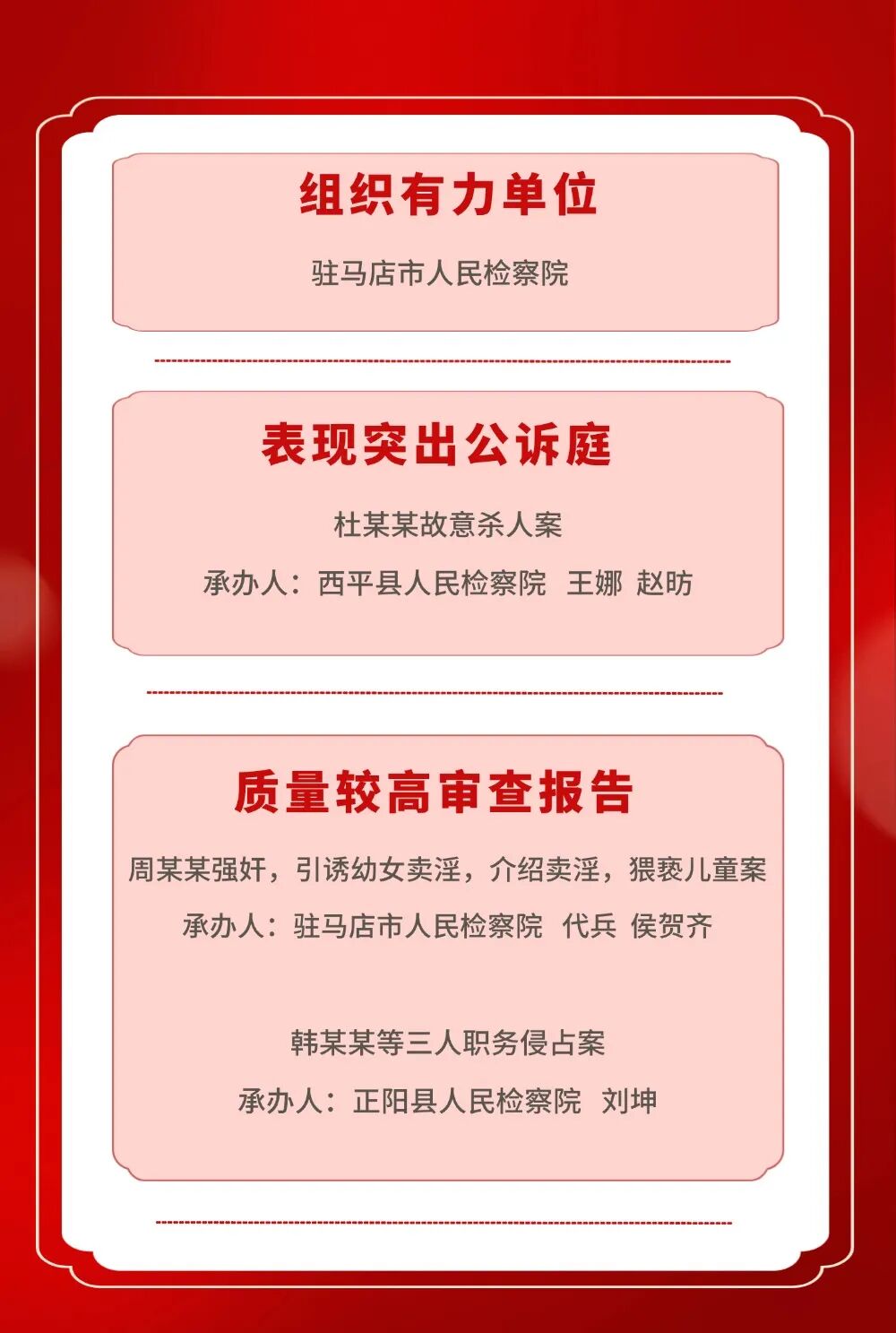 駐馬店市檢察機(jī)關(guān)刑事案件出庭支持公訴工作被通報(bào)表?yè)P(yáng)
