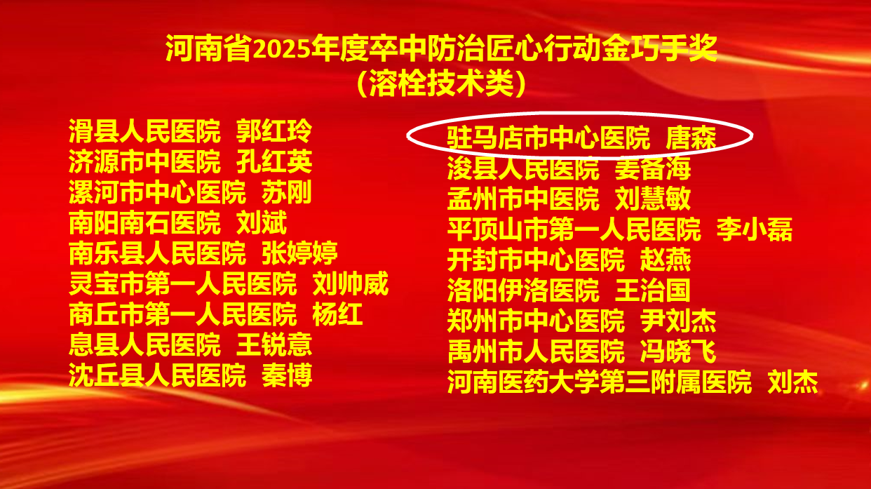 6項(xiàng)集體獎(jiǎng)+7項(xiàng)個(gè)人獎(jiǎng)！駐馬店市中心醫(yī)院卒中防治工作再創(chuàng)佳績(jī)