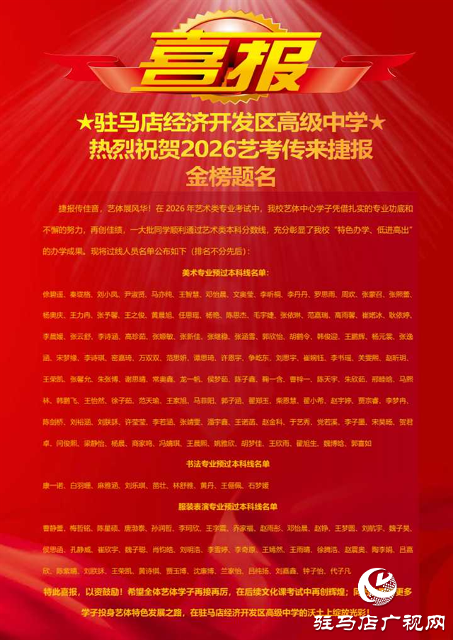  馬年啟盛景 藝考捷報傳——駐馬店經(jīng)濟開發(fā)區(qū)高級中學2026屆藝術(shù)生專業(yè)考試再創(chuàng)輝煌！